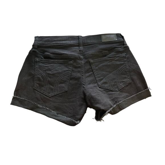 Hollister Denim Shorts Size 3 Waist 26 Black Distressed Low-Rise Soft Stretch - Picture 2 of 2